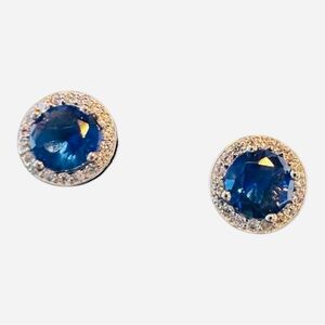 Tanzanite Crystal Halo Earrings Sterling Silver